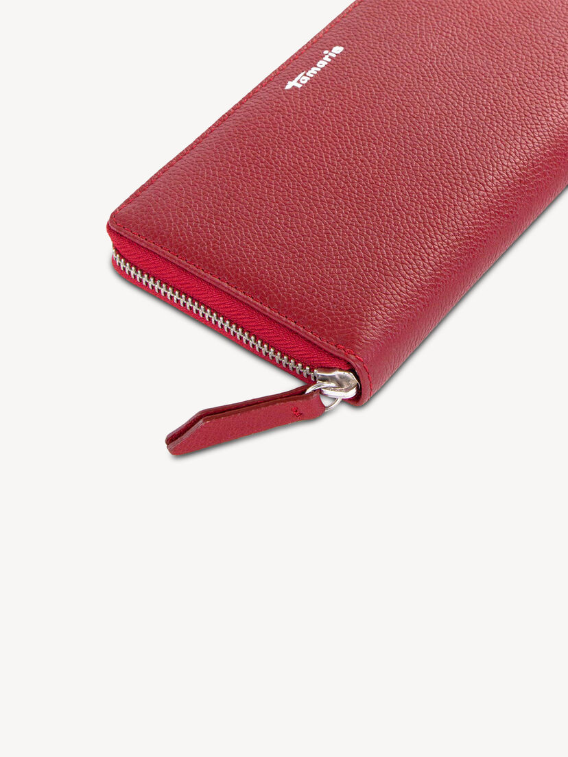 Leren Portemonnee - rood, red, hi-res