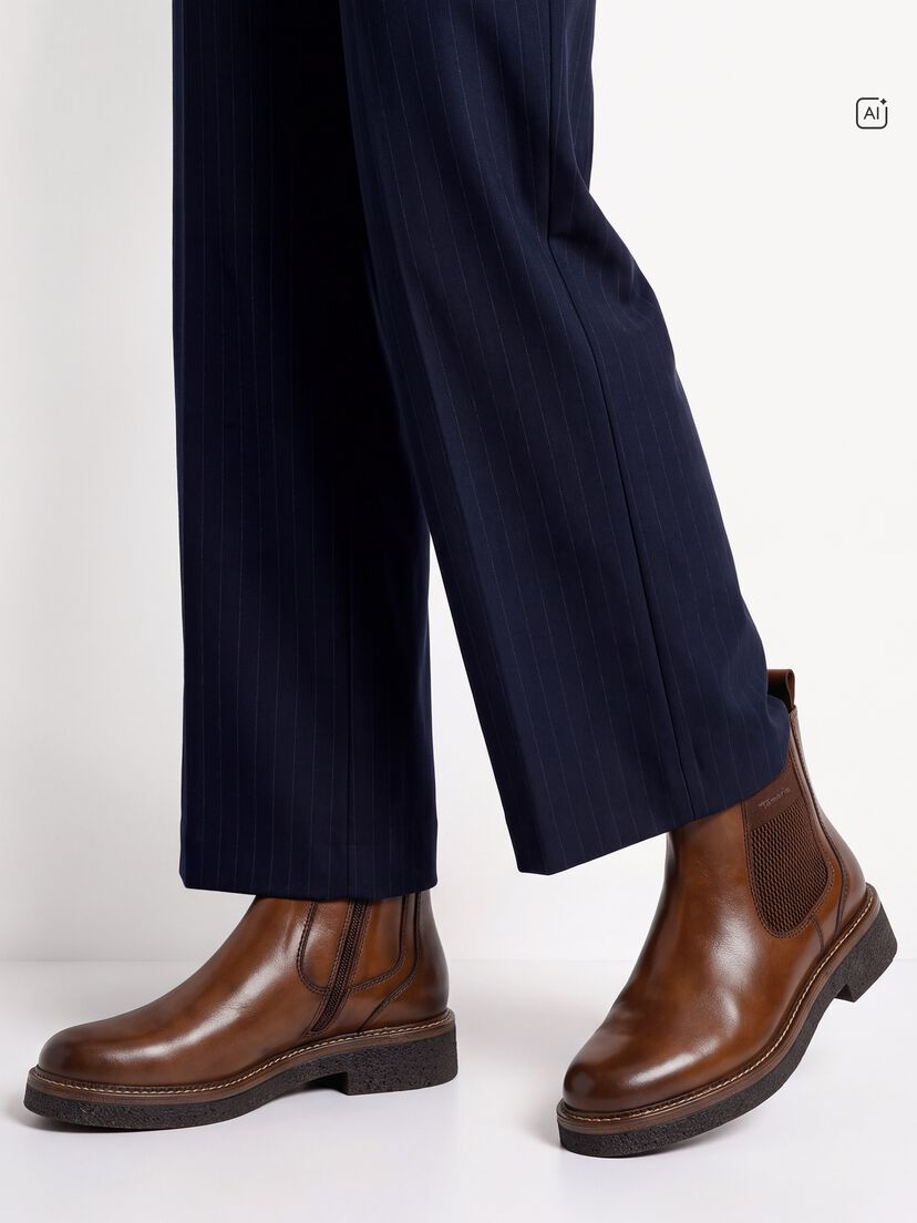 Leren Chelseaboot - bruin, COGNAC LEATHER, hi-res