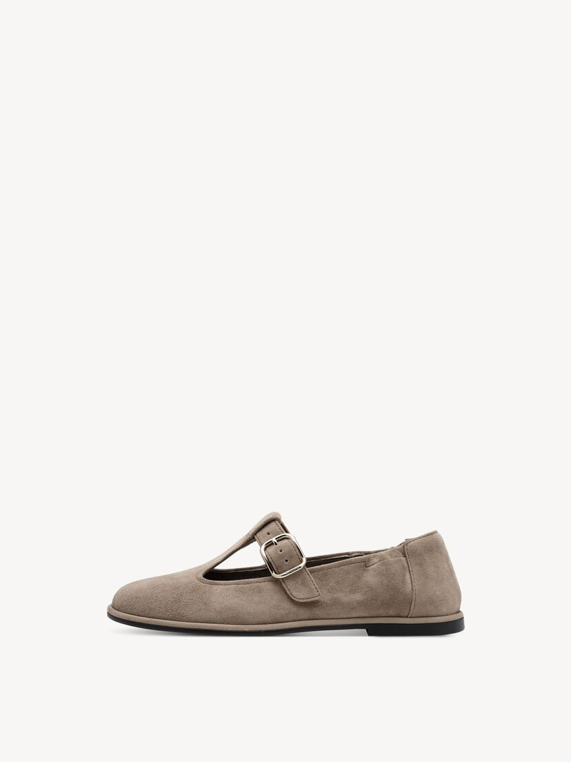 Leren Ballerina - beige, TAUPE, hi-res
