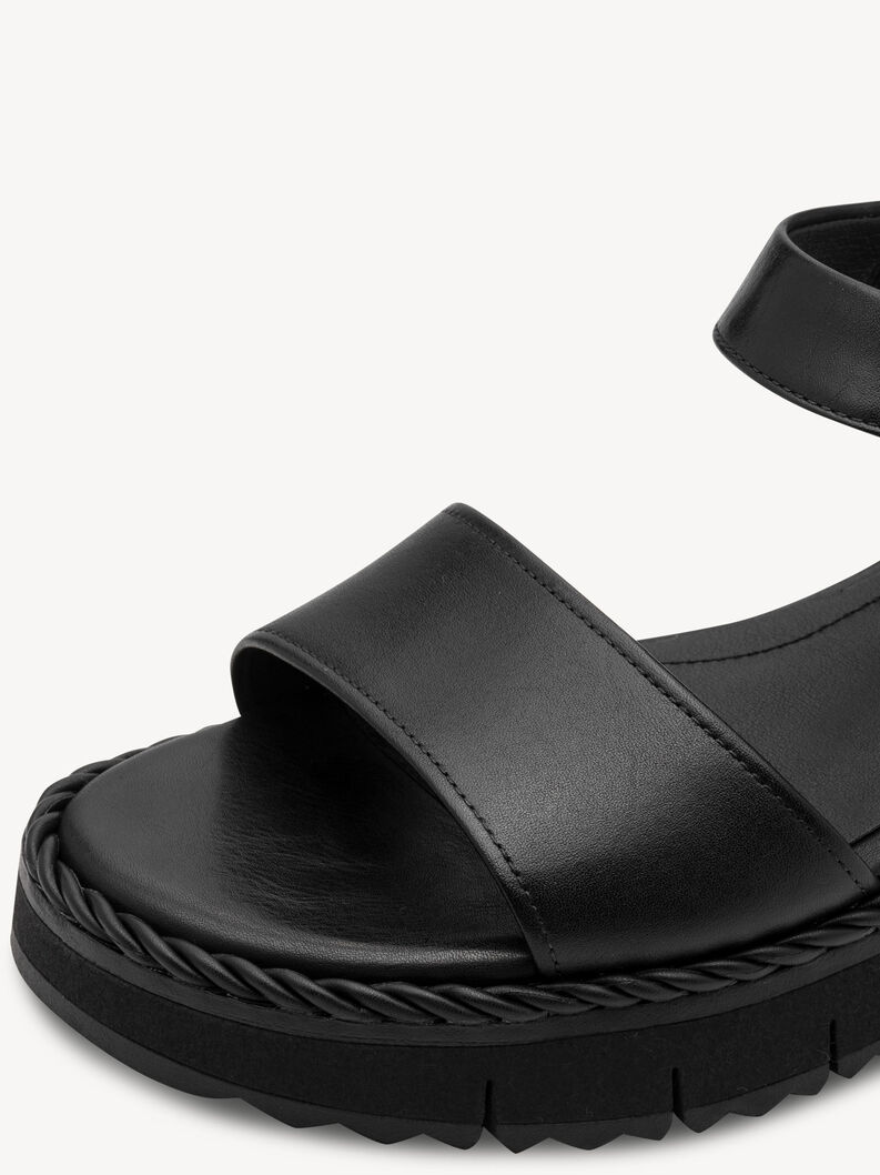 Leather Heeled sandal - black, BLACK, hi-res