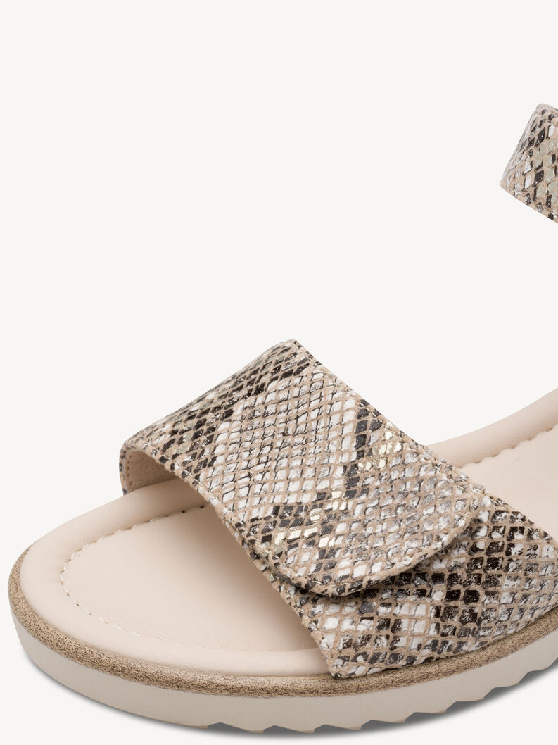 Heeled sandal, BEIGE SNAKE, hi-res