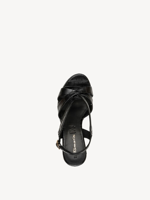 Heeled sandal, BLACK CROCO, hi-res