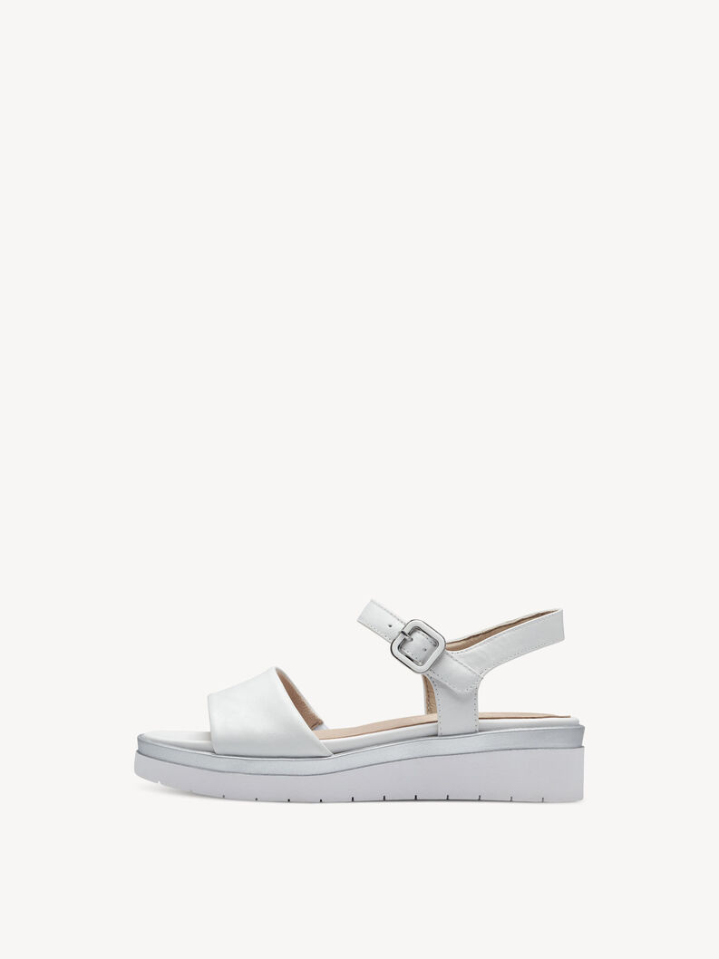 Leather Heeled sandal - white, WHITE/SILVER, hi-res