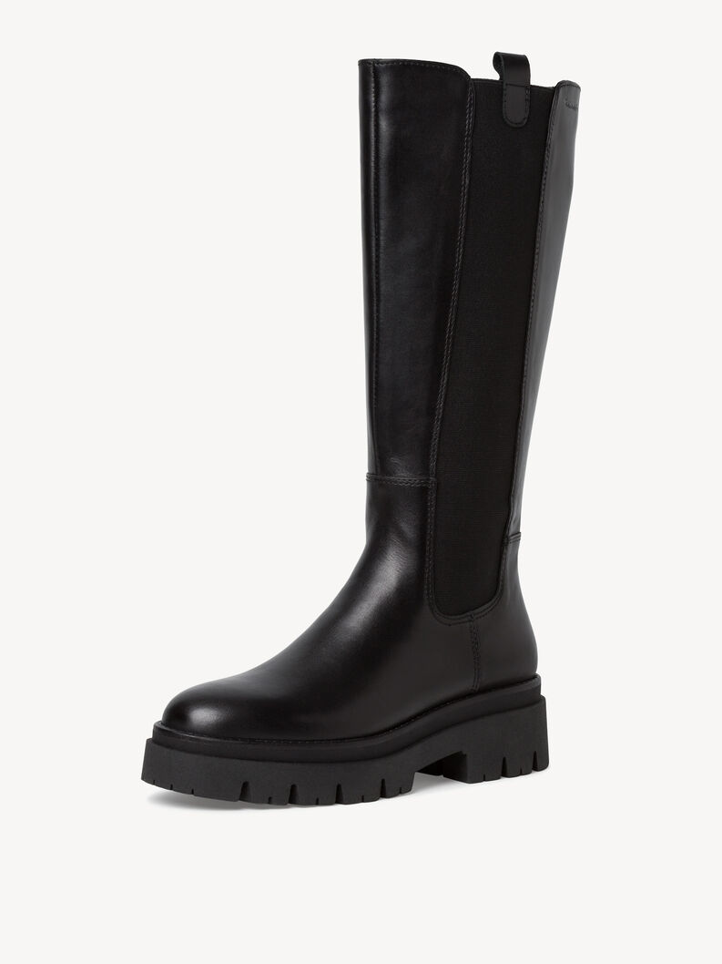 Leather Boots - black, BLACK, hi-res