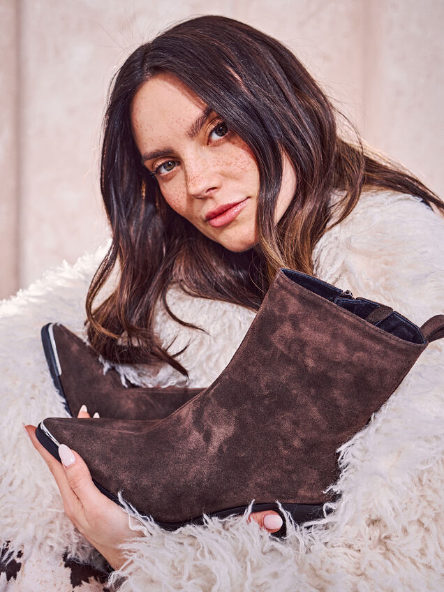 Leather Bootie - brown, MOCCA, hi-res