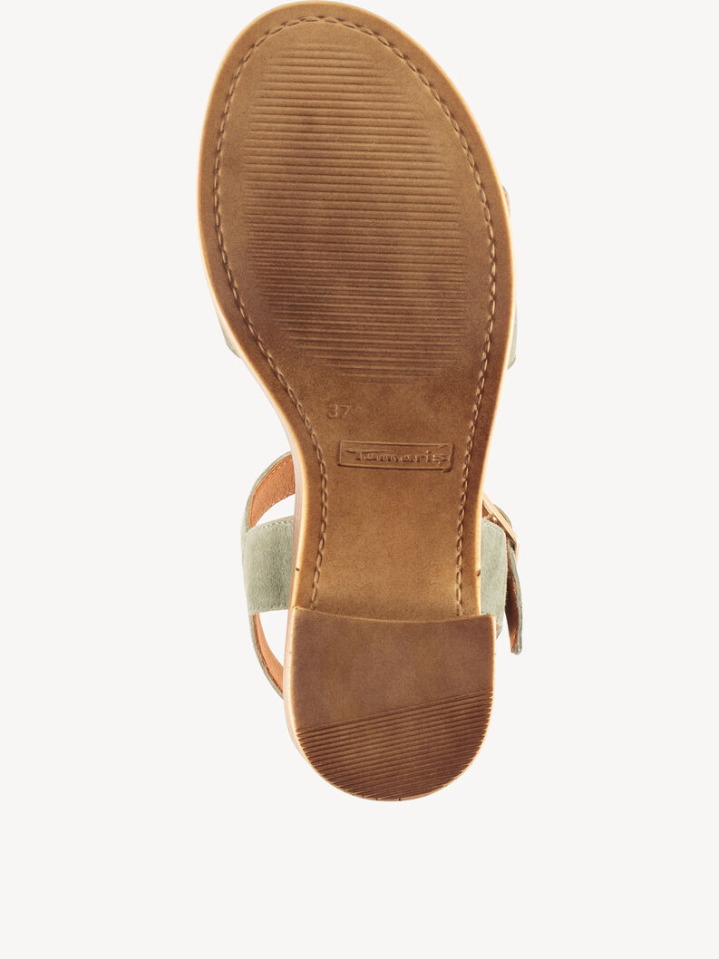 Leather Heeled sandal - green, OLIVE, hi-res