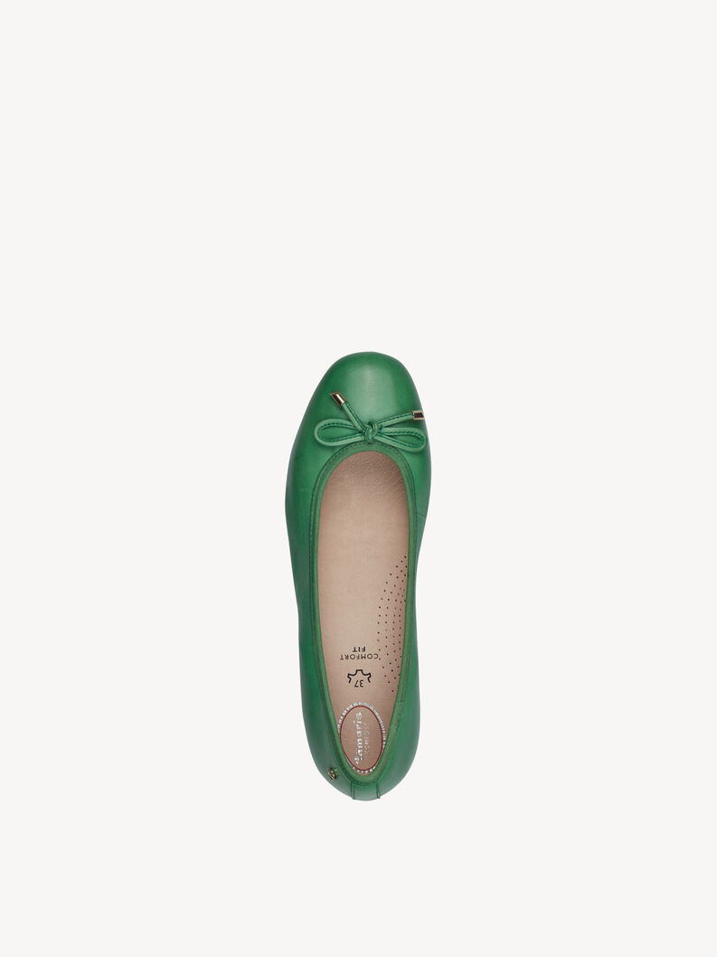 Ballerine en cuir - vert, GREEN, hi-res
