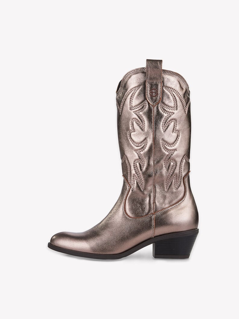 Leather Cowboy boots - metallic, PEWTER, hi-res