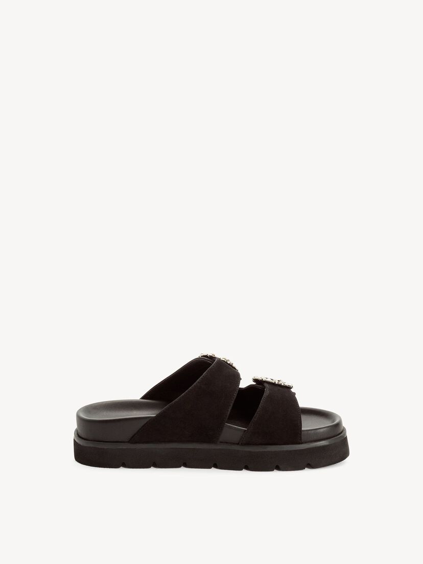 Leren Slipper - zwart, BLACK SUEDE, hi-res