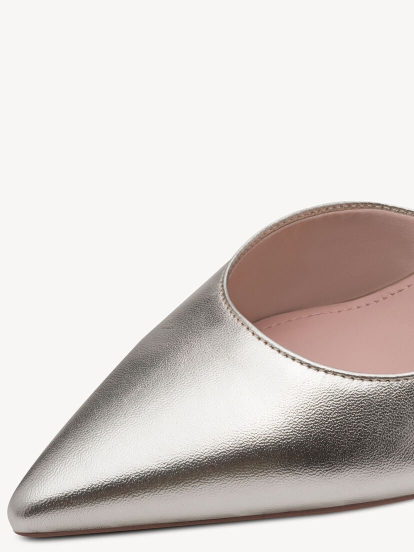 Leren Pumps - metallic, PLATINUM, hi-res
