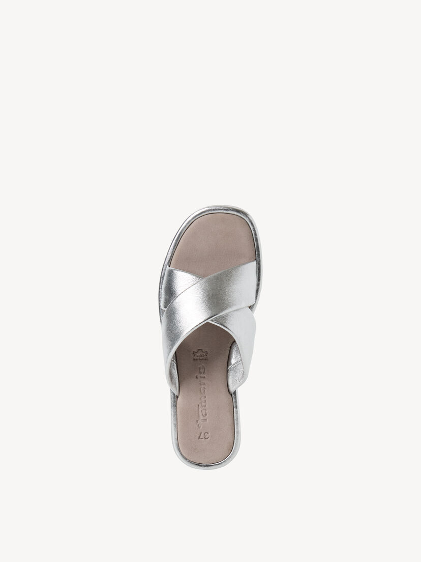 Leren Slipper - metallic, SILVER, hi-res