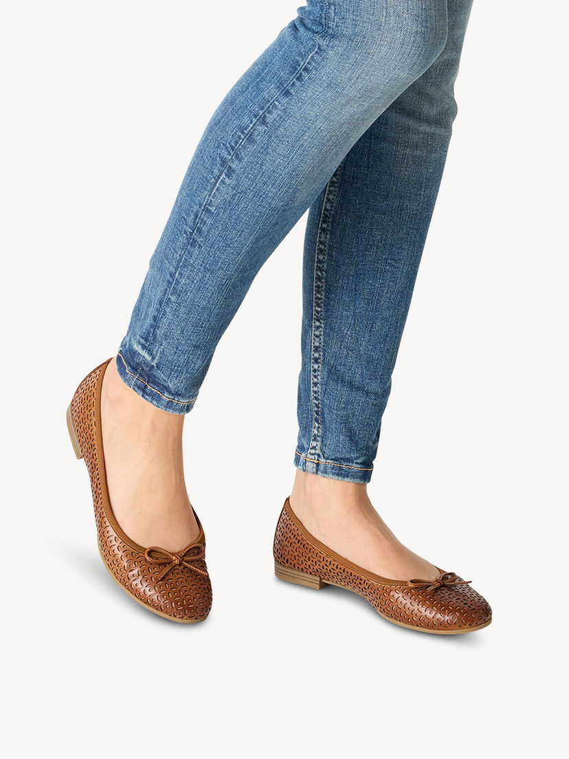Leren Ballerina - bruin, NUT STRUCTURE, hi-res