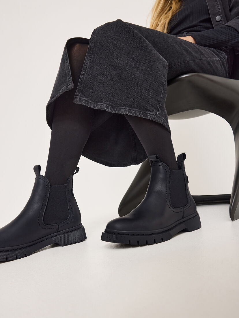 Leren Chelseaboot - zwart, BLACK, hi-res