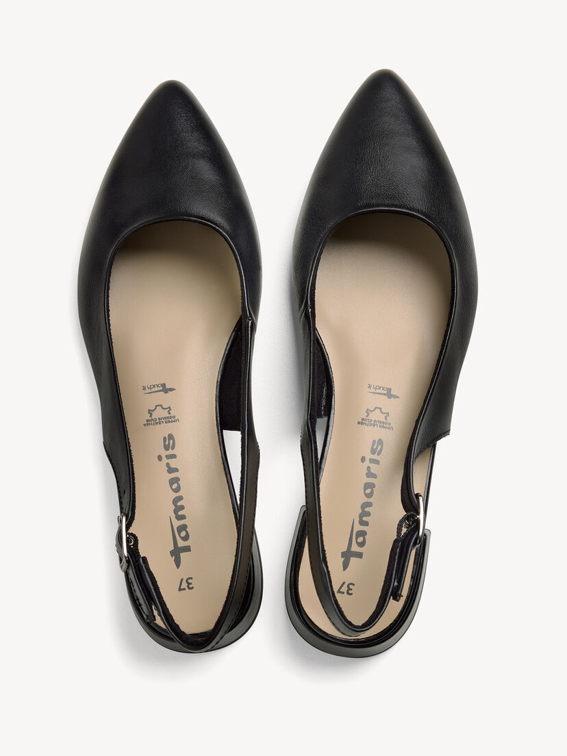 Slingpumps, BLACK LEATHER, hi-res