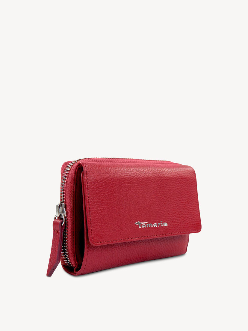 Leren Portemonnee - rood, red, hi-res