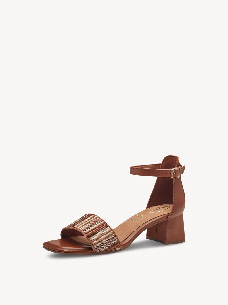 Leather Heeled sandal - brown, NUT COMB, hi-res