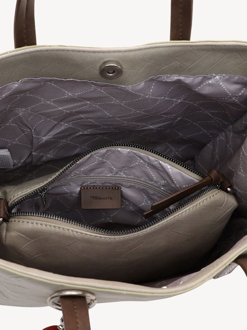 Int&eacute;rieur sac gris avec poche zipp&eacute;e et doublure &agrave; motifs