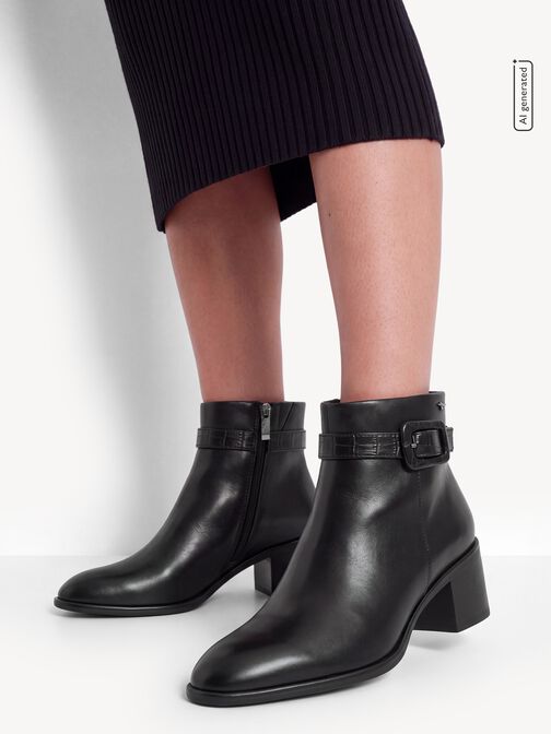 Bottine, BLACK LEATHER, hi-res