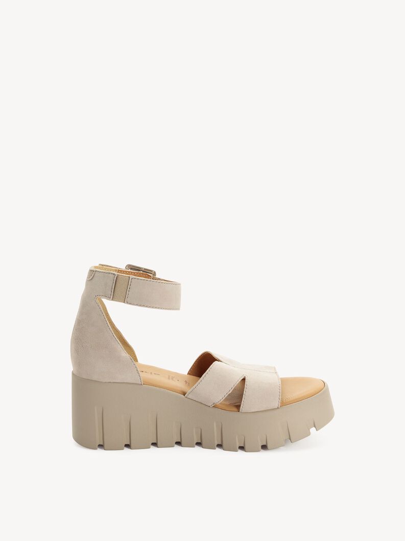 Ledersandalette - beige, TAUPE, hi-res