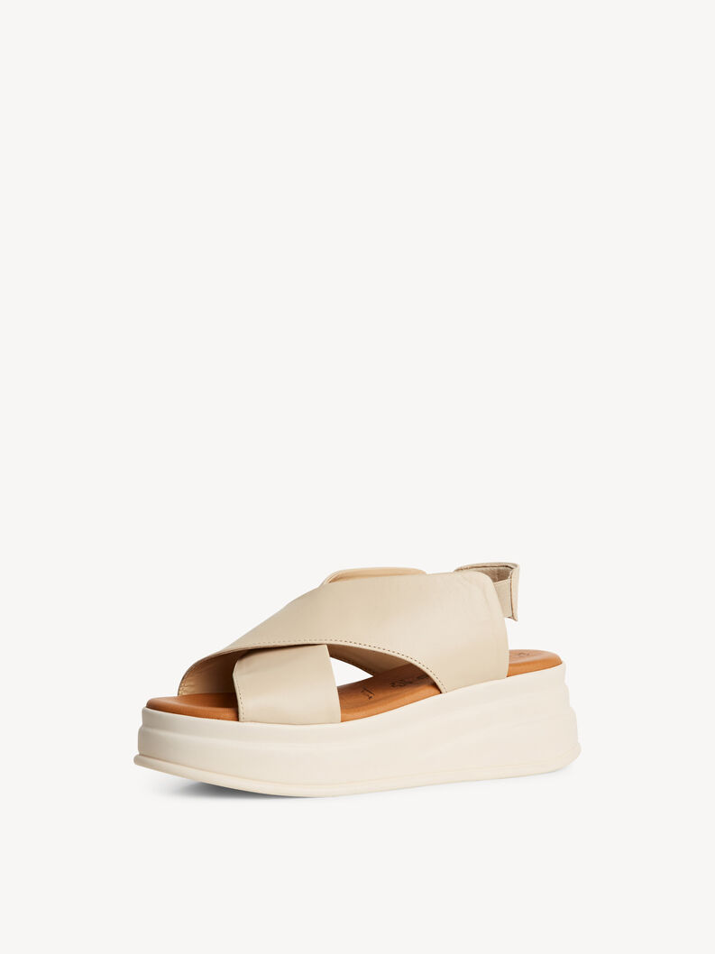 Ledersandalette - beige, IVORY, hi-res