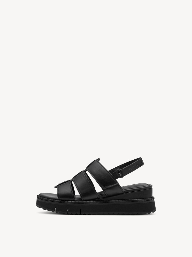 Sandale &agrave; talon en cuir - noir, BLACK LEATHER, hi-res