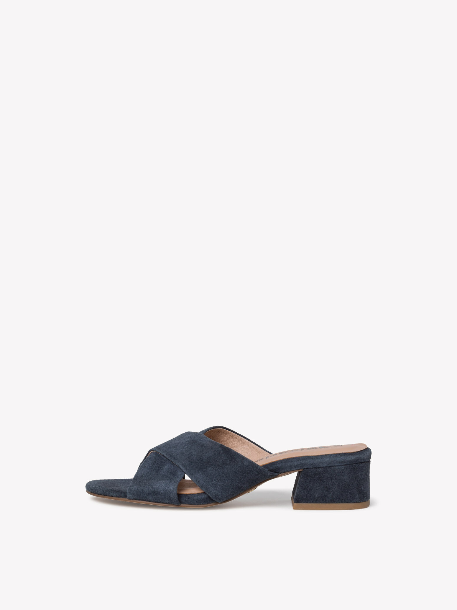 navy leather mules