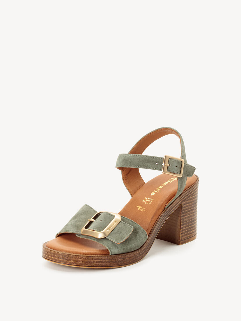 Leren Sandaaltje - groen, OLIVE, hi-res