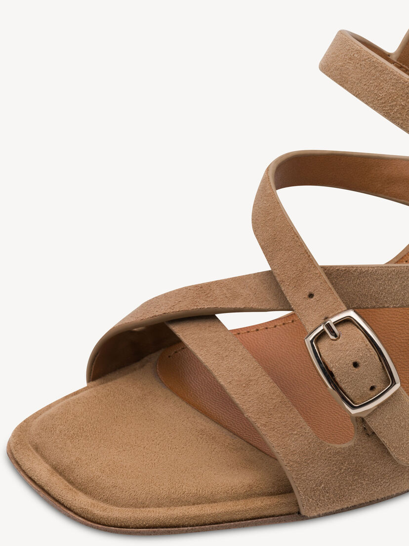 Leren Sandaaltje - beige, BEIGE SUEDE, hi-res