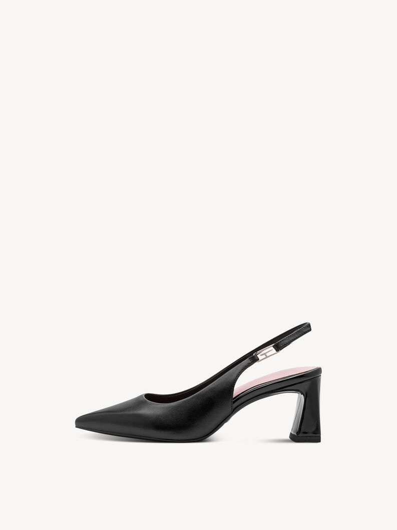 sling pumps, BLACK LEATHER, hi-res