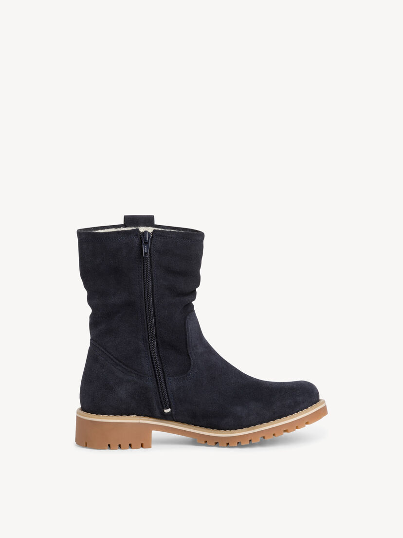 Leren Enkellaarsje - blauw warme voering, NAVY, hi-res