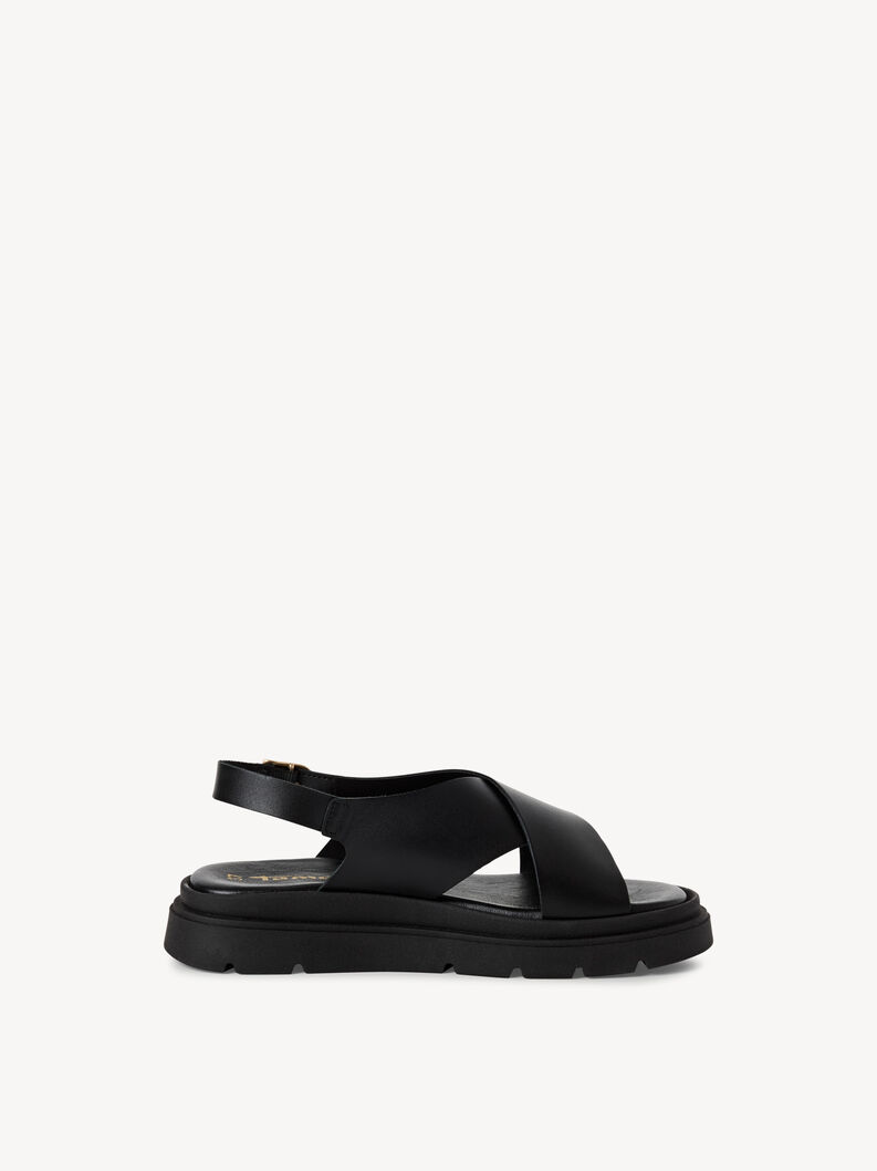 Leather Heeled sandal - black, BLACK LEATHER, hi-res