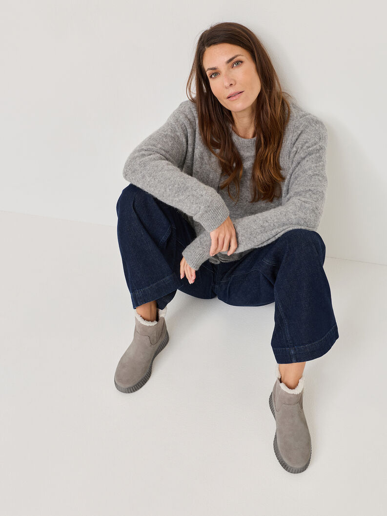 Bottine en cuir - gris doublure chaude, LT GREY, hi-res