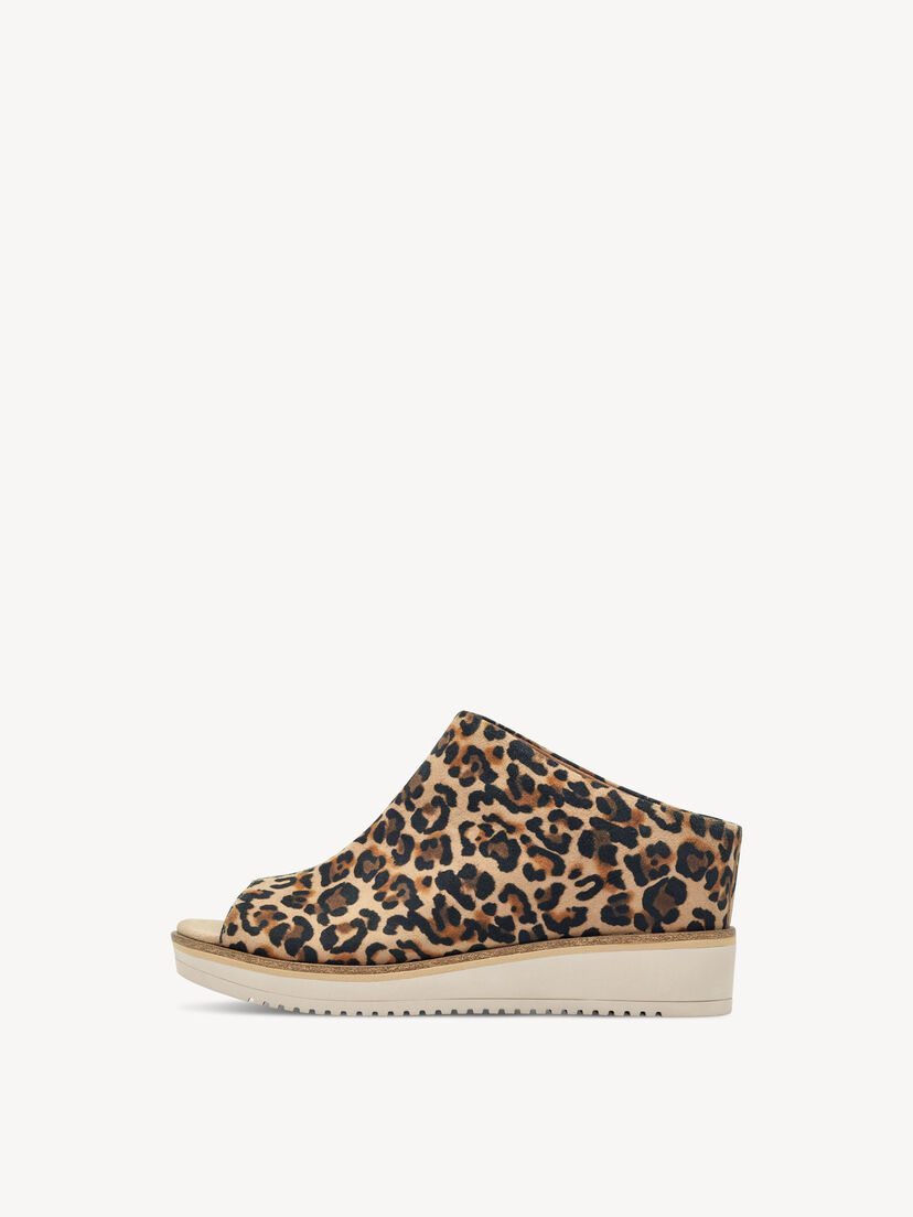 Leren Slipper - bruin, LEOPARD, hi-res