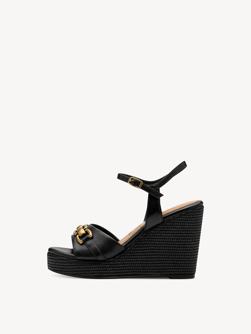 Leren Sandaaltje - zwart, BLACK, hi-res