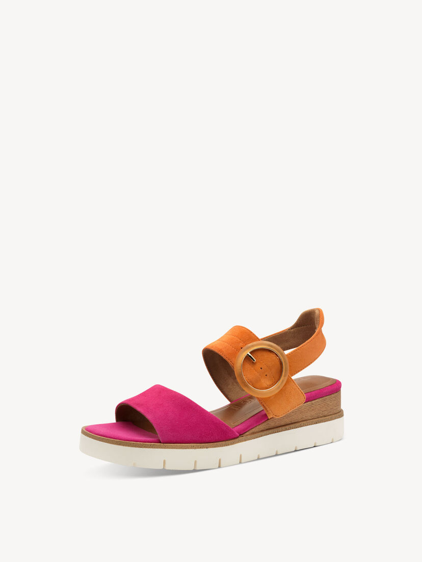 Leren Sandaaltje - pink, FUXIA/ORANGE, hi-res