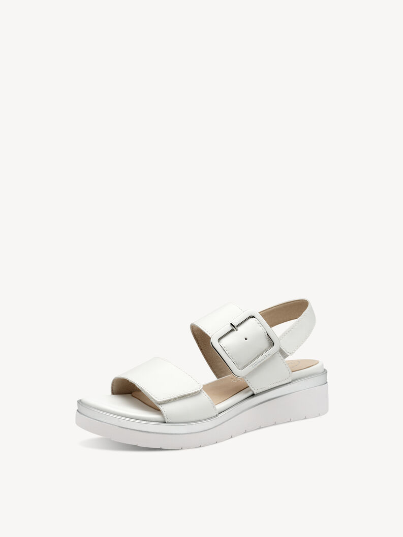 Sandale &agrave; talon en cuir - blanc, WHITE/SILVER, hi-res