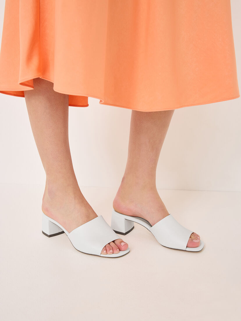Leren Slipper - wit, WHITE, hi-res