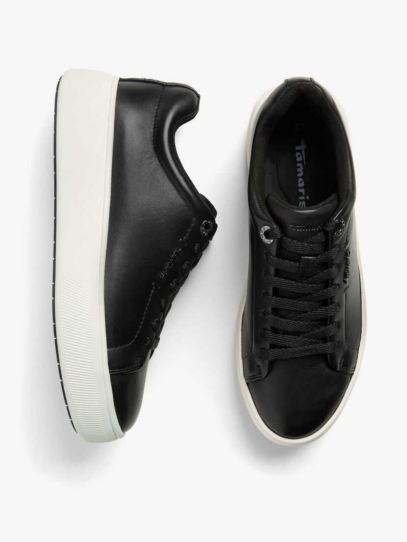 Leren Sneaker - zwart, BLACK LEATHER, hi-res