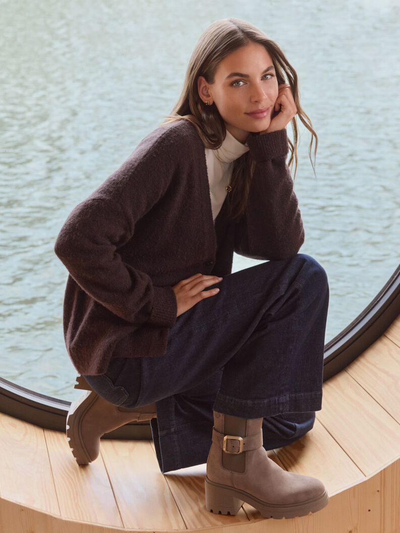 Lederstiefelette - beige, TAUPE, hi-res