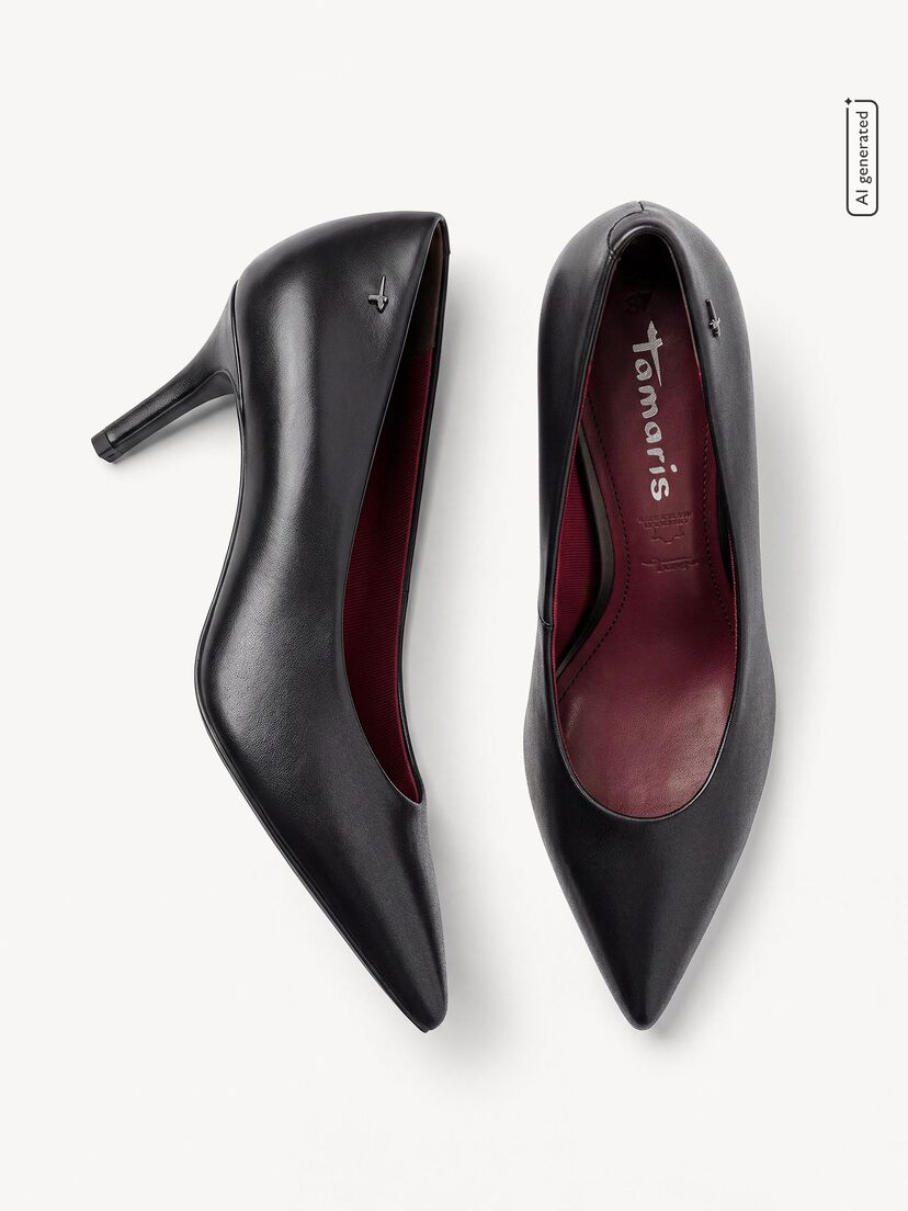 Leren Pumps - zwart, BLACK LEATHER, hi-res