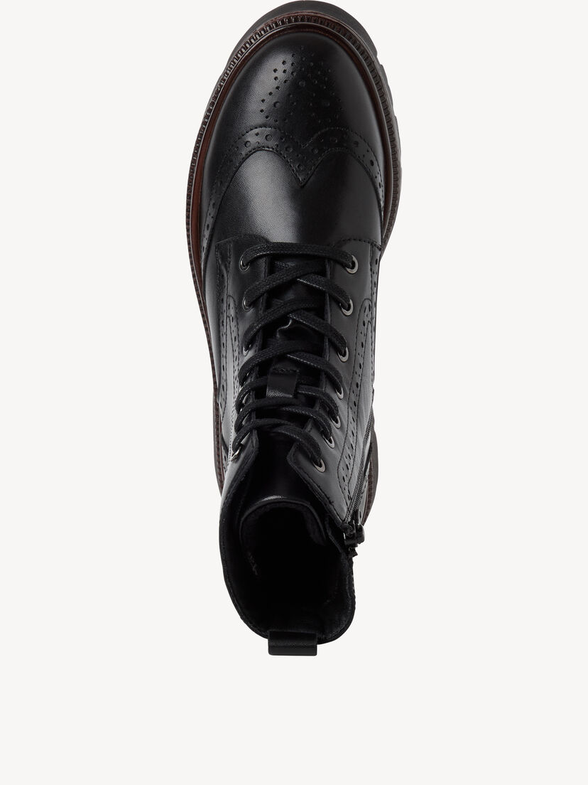 Leren Enkellaarsje - zwart, BLACK LEATHER, hi-res