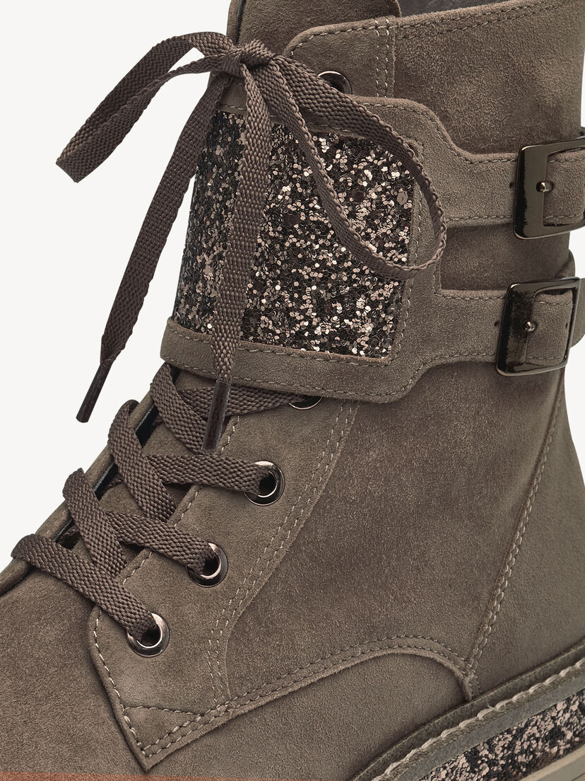 Leren Enkellaarsje - bruin, COGNAC/GLAM, hi-res