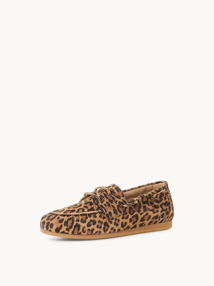 Leren Mocassin - bruin, LEOPARD, hi-res