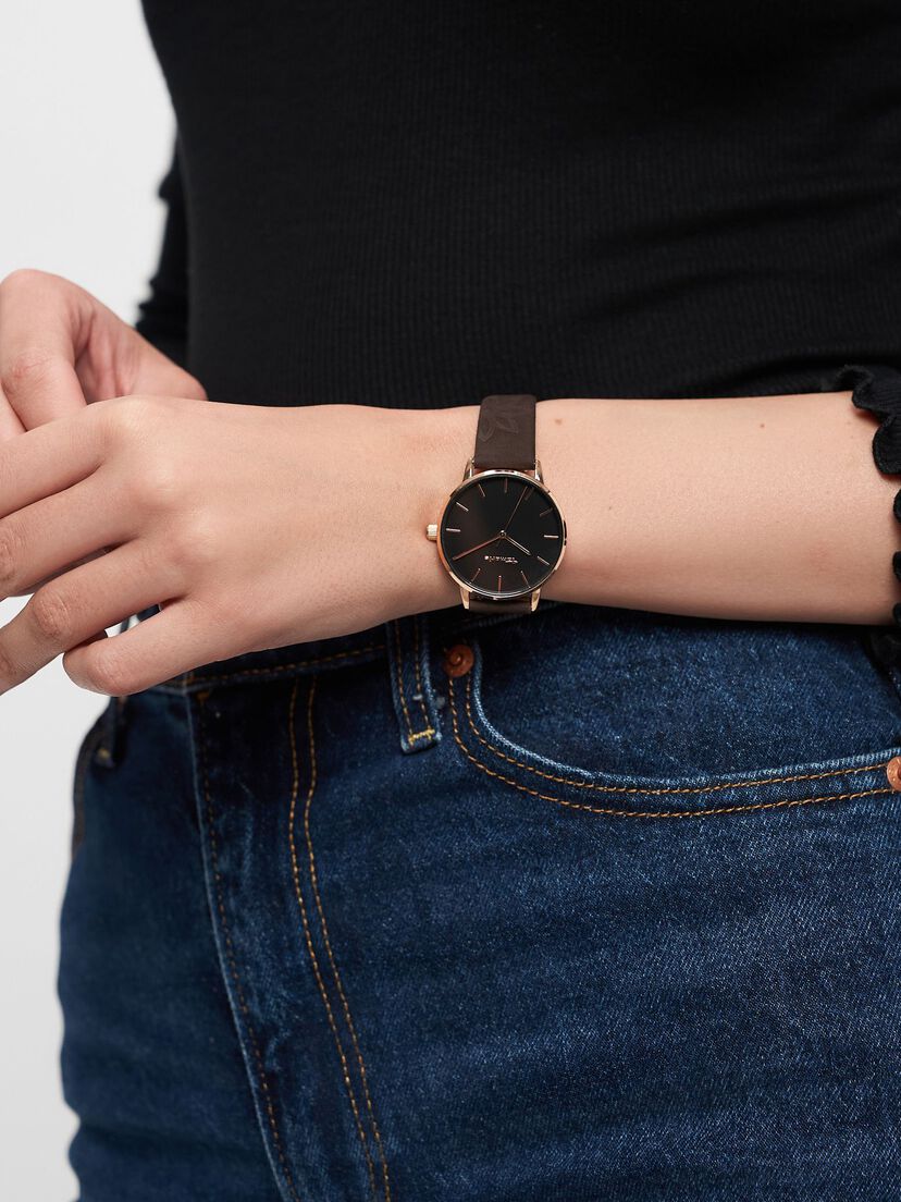 Horloge, ros&eacute;gold-glossy schwarz, hi-res