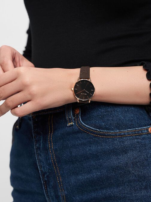 Uhr, roségold-glossy schwarz, hi-res