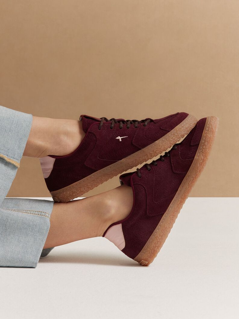 Leather Sneaker - red, BORDEAUX COMB, hi-res