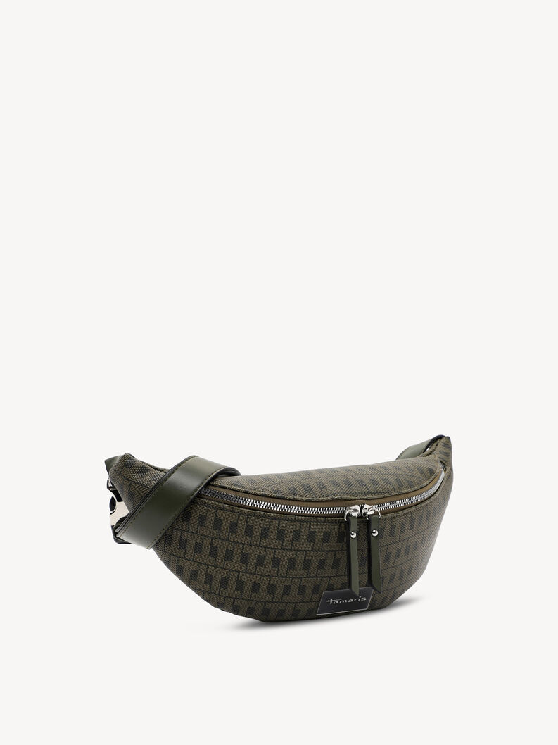 Marsupio verde con cerniera e tracolla in pelle