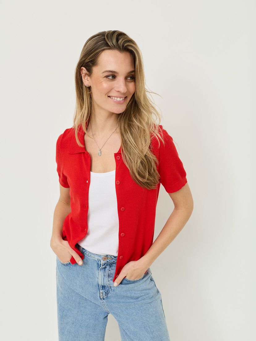 gebreide polo, Goji Berry, hi-res