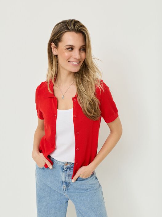 gebreide polo, Goji Berry, hi-res