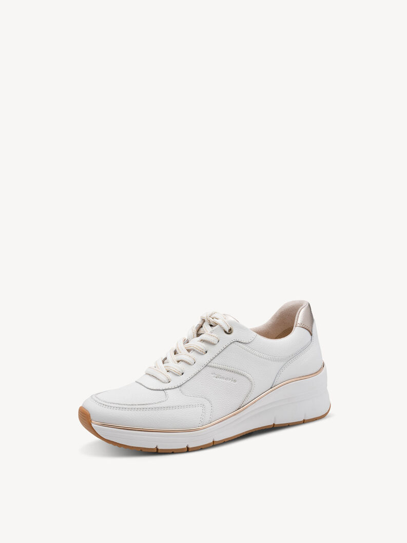 Basket en cuir - blanc, WHT/ROSE GOLD, hi-res